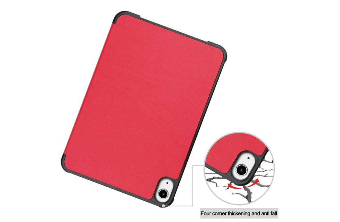 Just in Case iPad Mini 2022 (6th Gen) - Smart Tri-Fold Case - Rood - Beschermhoes