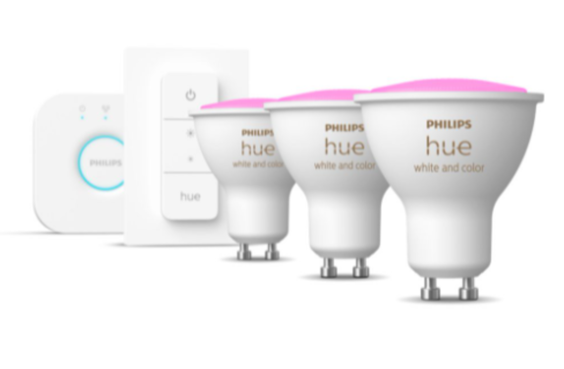 Philips Hue Starterkit 3x GU10 4.3W Color Ambiance + Bridge + Dimmer - Slimme lamp