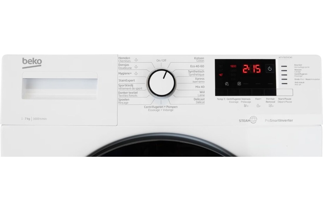 Beko WTV7825XCW1 SteamCure - Wasmachine