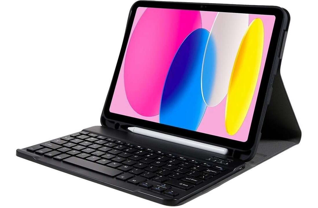 Just in Case Apple iPad 2022 Vintage Bluetooth Keyboard Cover Zwart - Beschermhoes