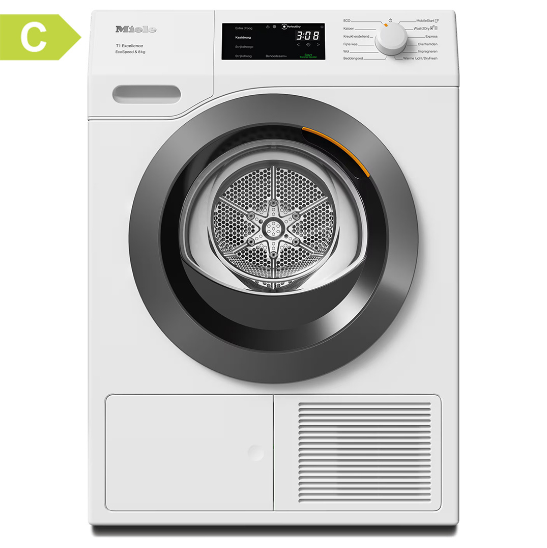 Miele TEC655WP EcoSpeed & 8kg Warmtepompdroger.