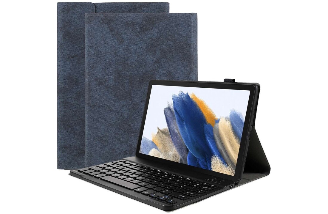 Just in Case Vintage Bluetooth Keyboard Cover - Samsung Galaxy Tab A8 - Blauw - Beschermhoes