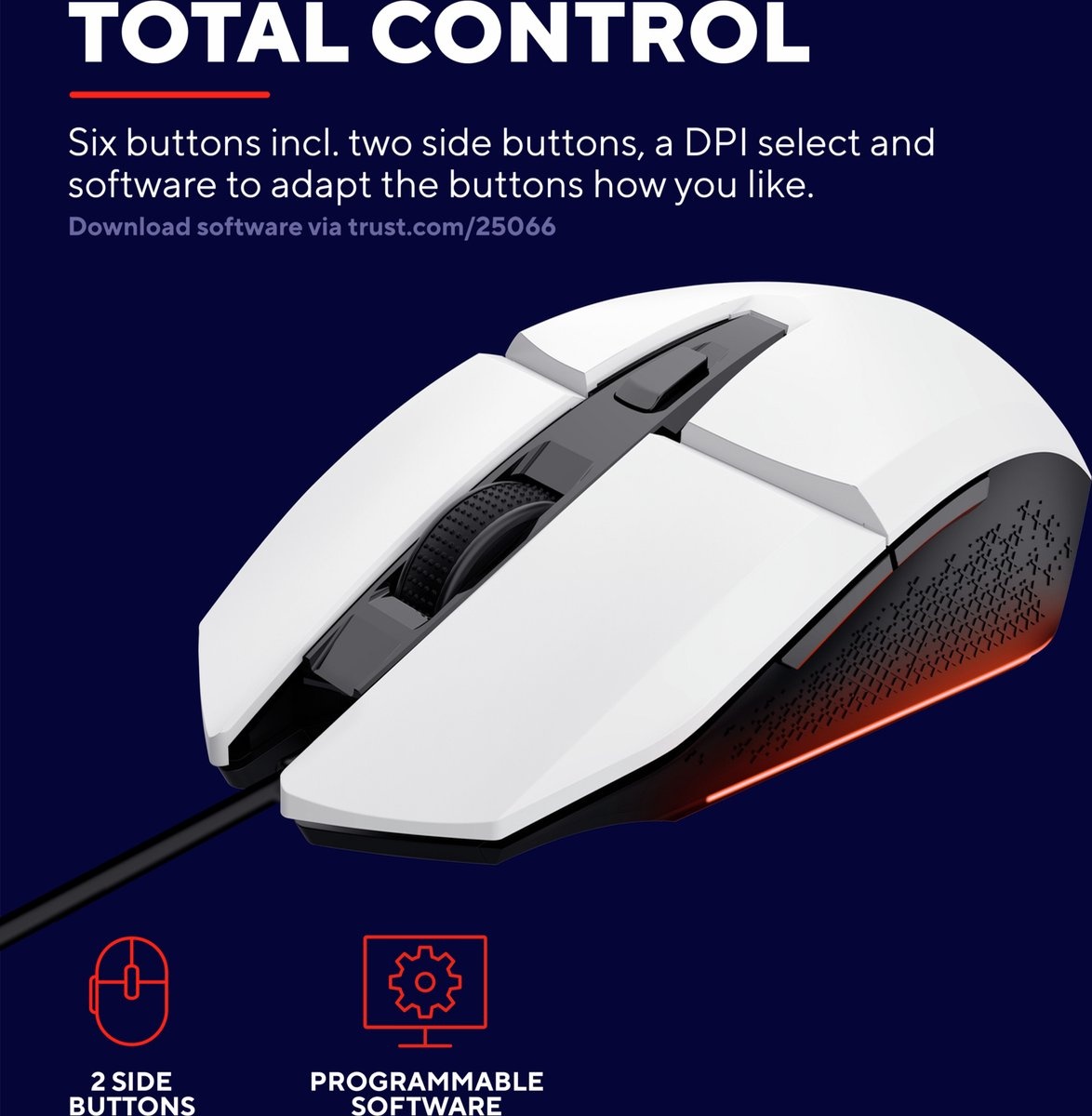 Trust GXT 109W Felox Wit - Gaming Muis