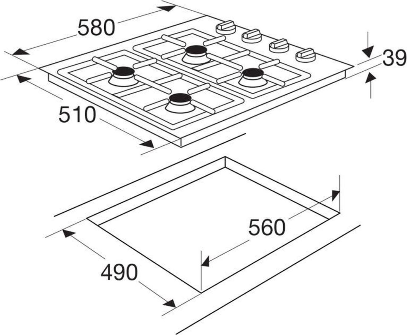ETNA T106VRVSA  - Gaskookplaat