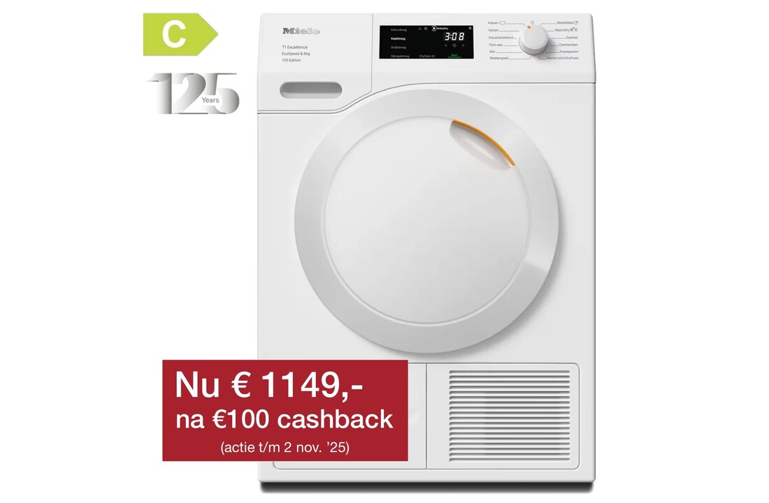 Miele TEC675WP 125 Edition Lotuswit Warmtepompdroger.