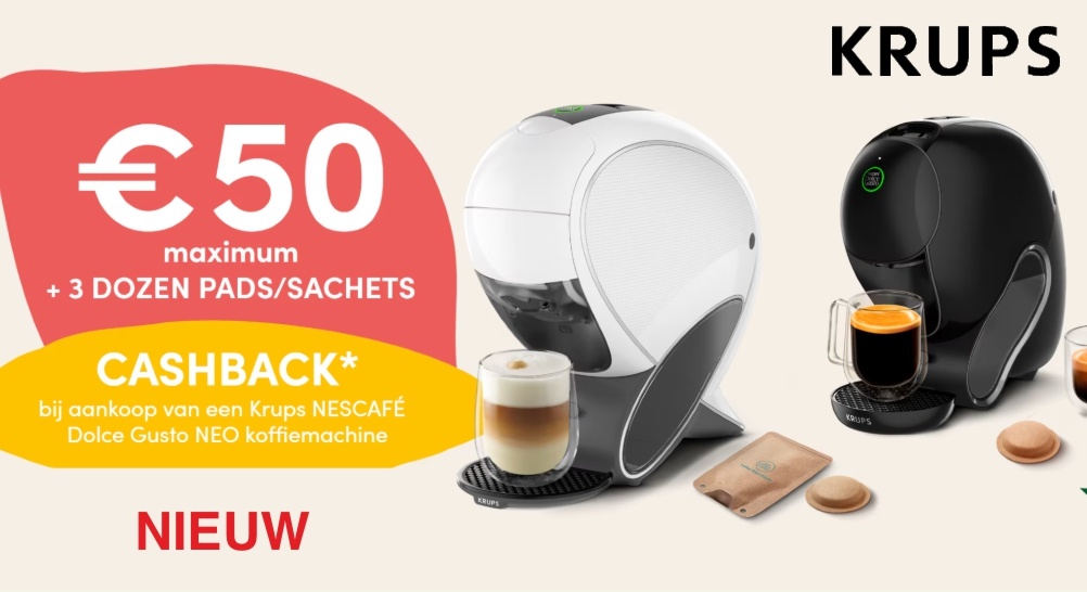 Tot €50 cashback + gratis pads/sachets