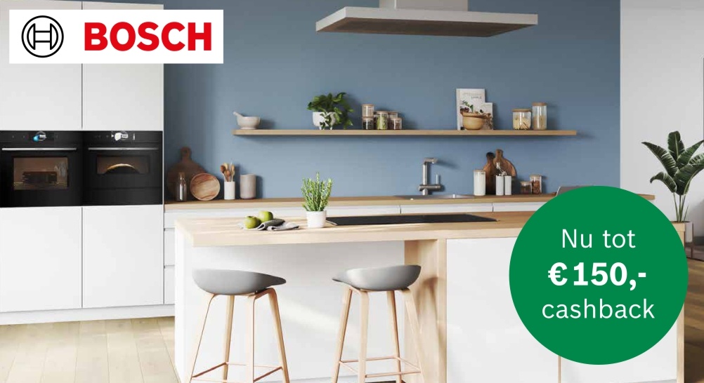 Tot € 150 cashback op geselecteerde Bosch inductiekookplaten, inductiefornuizen en ovens.