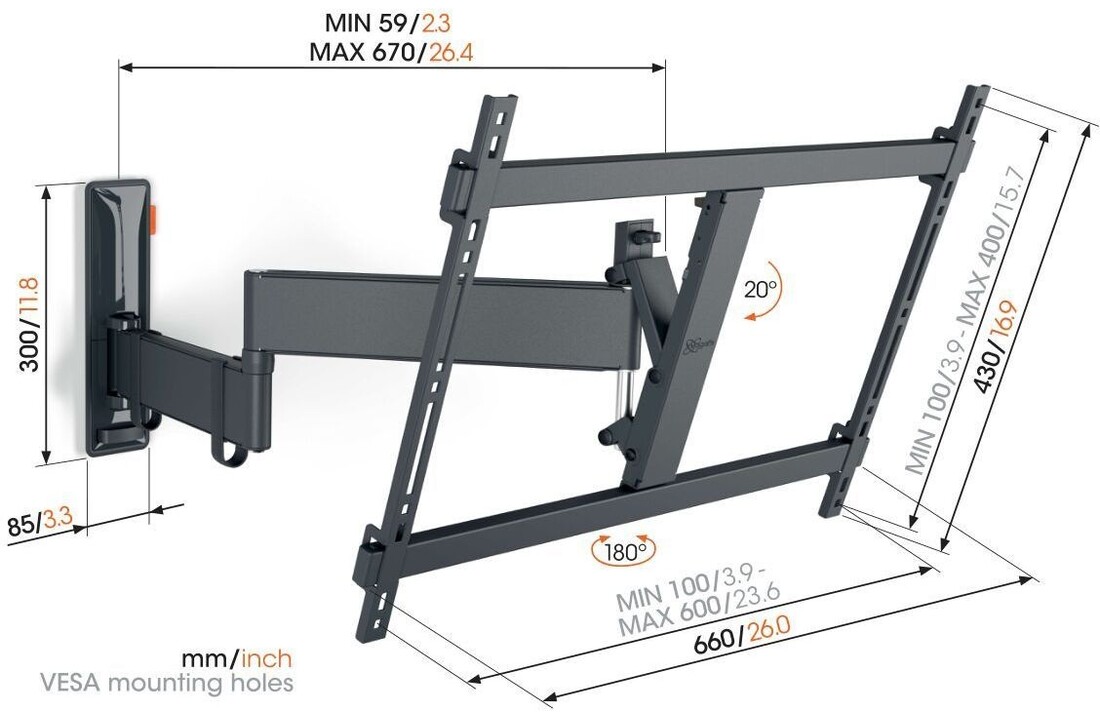 Vogel's TVM 3645 Muurbeugel (40-77 inch) - TV muurbeugel