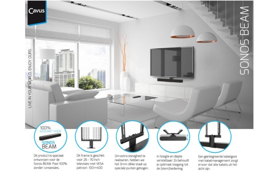 Cavus CFSBB frame voor Sonos Beam Zwart - Muurbeugel