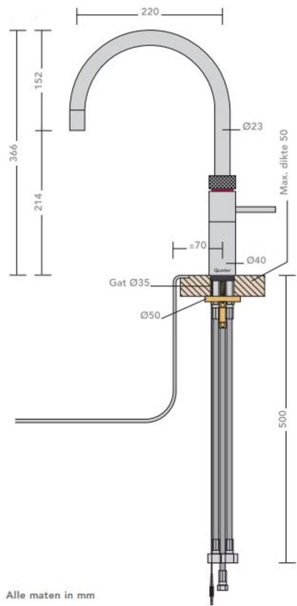 Quooker COMBI+ Fusion Round Chroom - Heetwaterdispenser