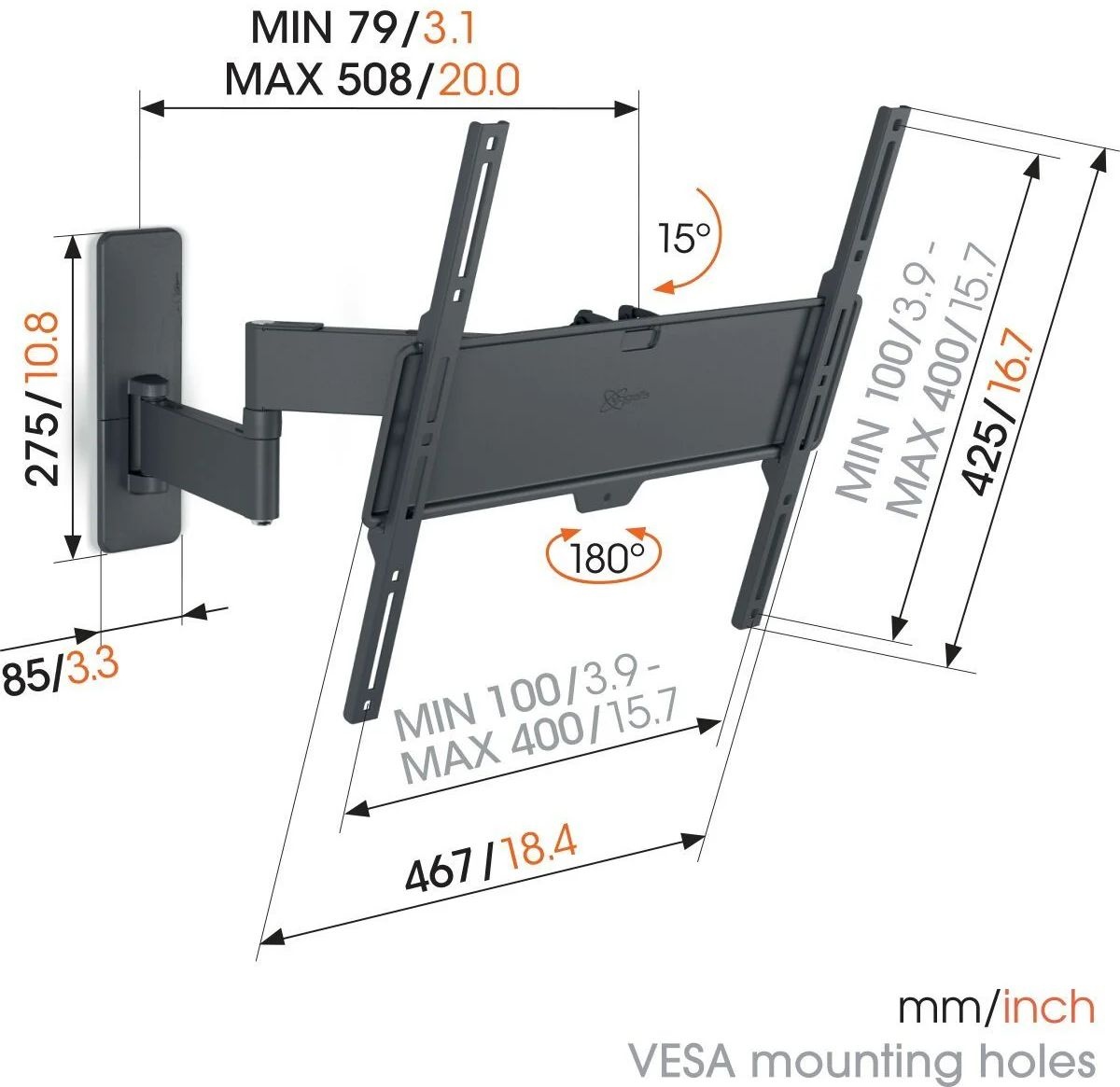 Vogel's TVM 1445 Full-Motion (32 - 65 inch) - TV muurbeugel