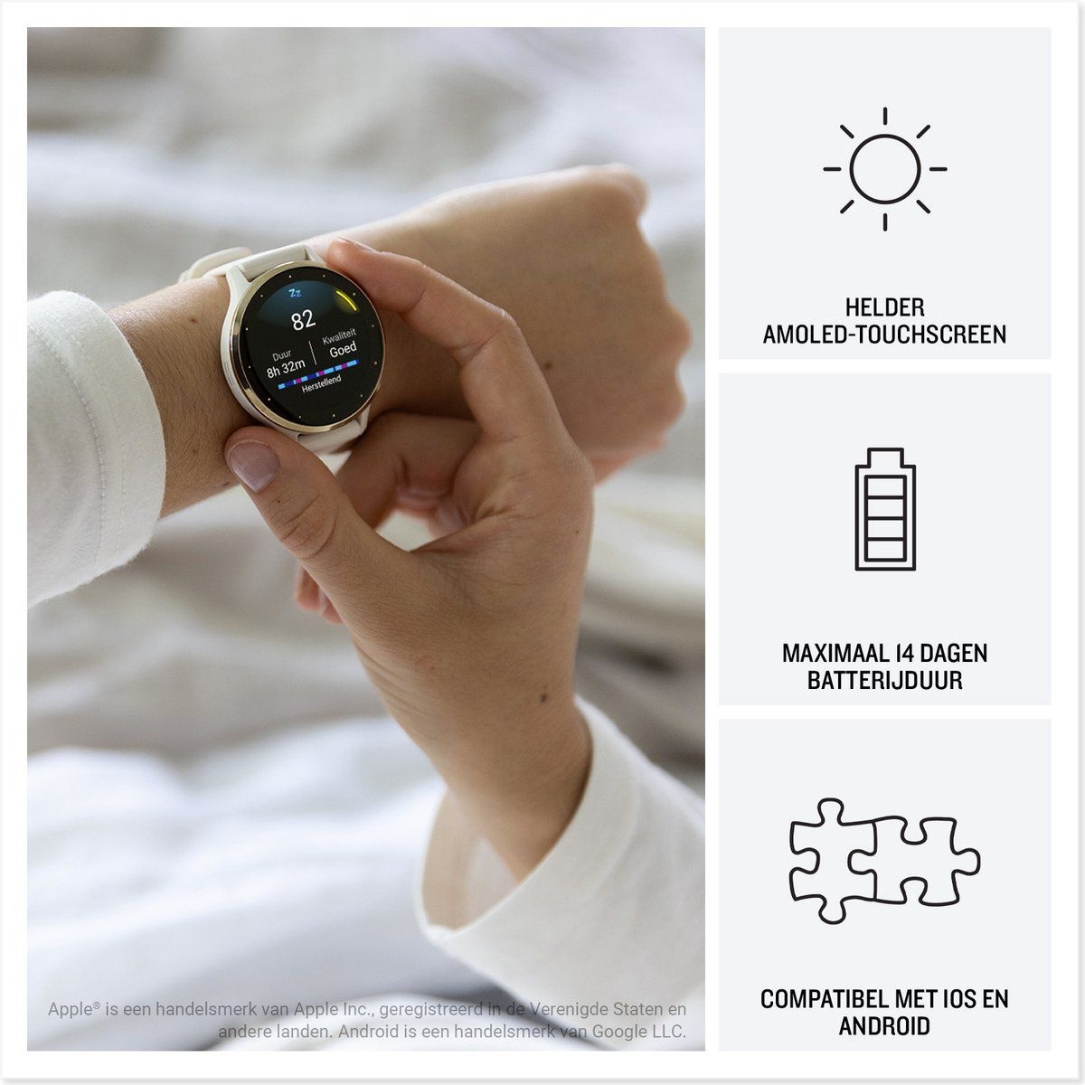 Garmin Venu 3 45mm Zilver/Wit - Smartwatch