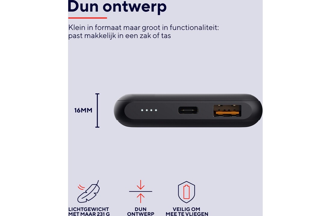 Trust Redoh Fast 10.000 mAh Zwart - Powerbank