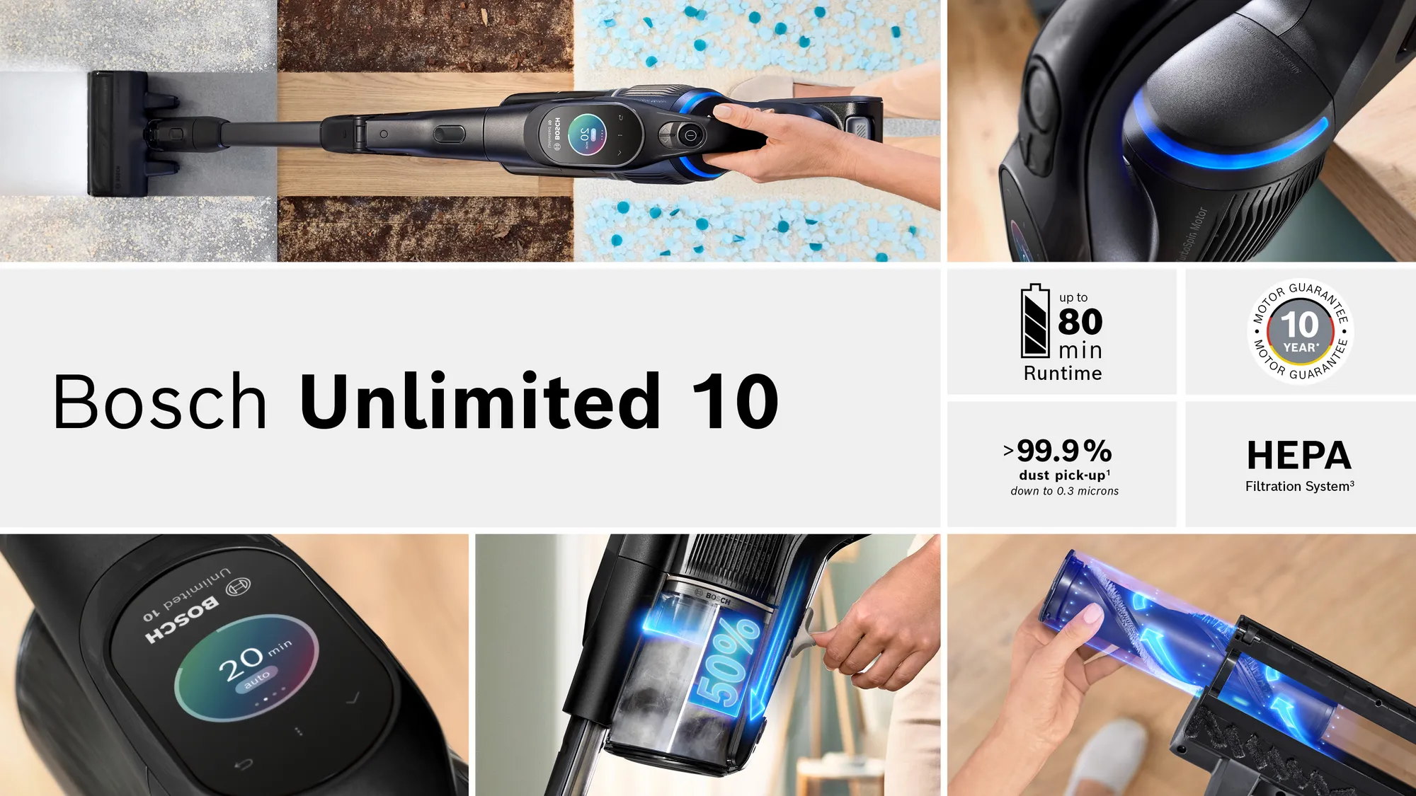 Bosch Unlimited 10  BXS1041BQC - draadloze steelstofzuiger.