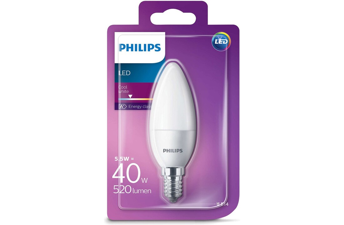 Philips LED kaarslamp E14 5,5W (40W) – Cool white