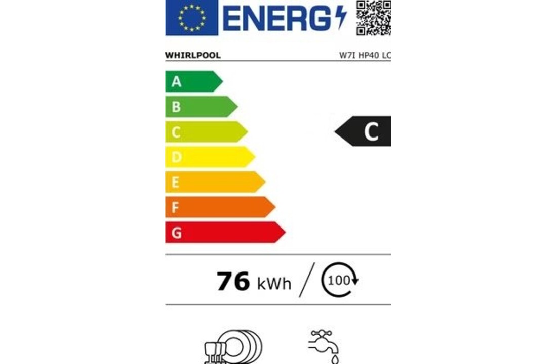 Whirlpool W7I HP40 LC MaxiSpace - Inbouw vaatwasser