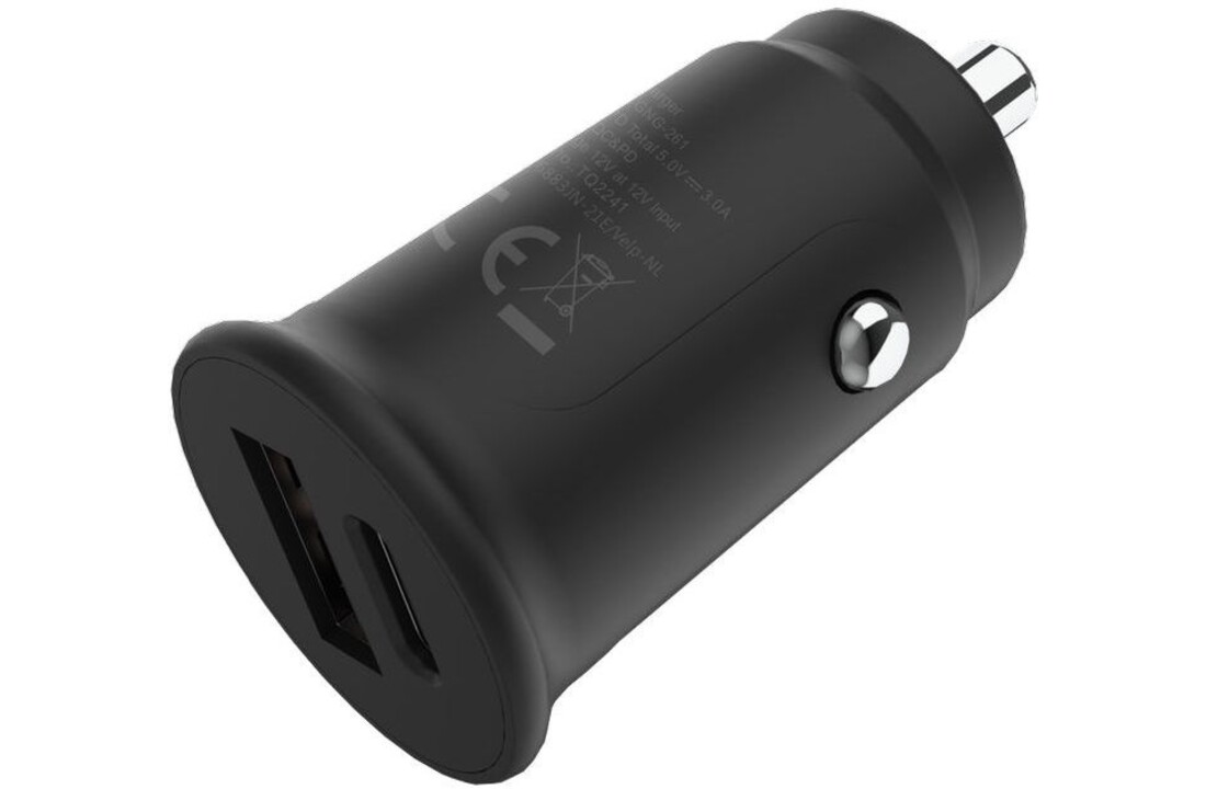 Grab 'n Go 30W USB C + USB A Autolader zwart