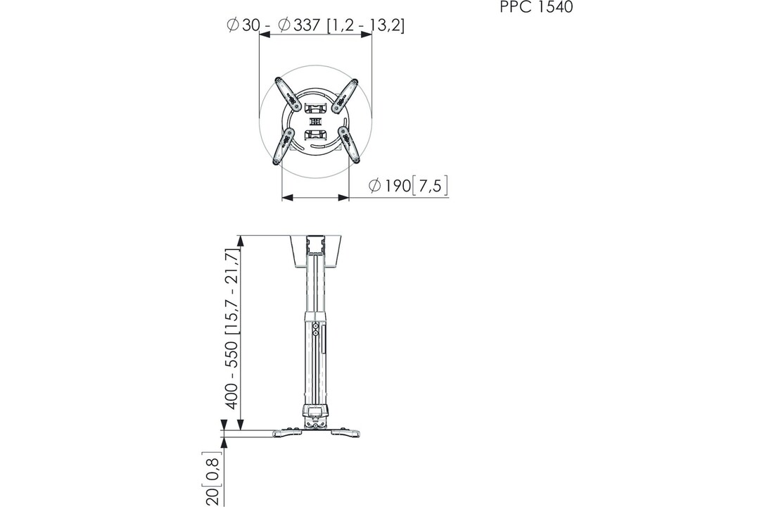 Vogel's PPC 1540 projector plafondbeugel Zilver - Muurbeugel