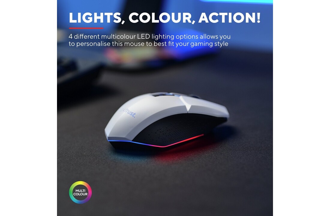 Trust GXT 110W Felox Wit - Gaming Muis