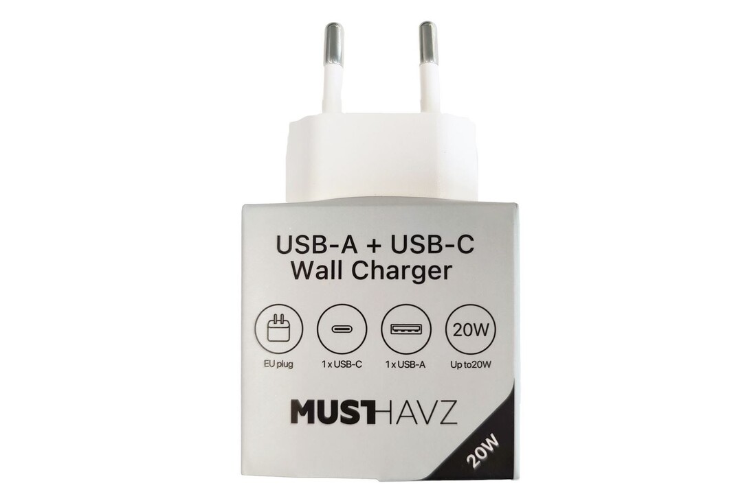 Musthavz thuislader USB-A+USB-C Wit