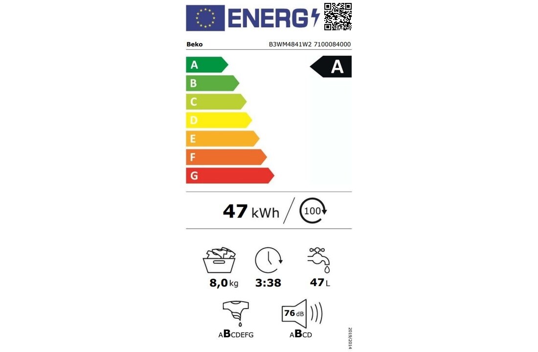 Beko B3WM4841W2 Selective Line EnergySpin - Wasmachine