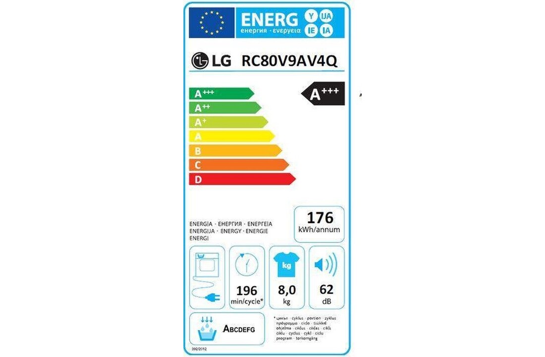 LG RC80V9AV4Q  - Warmtepompdroger