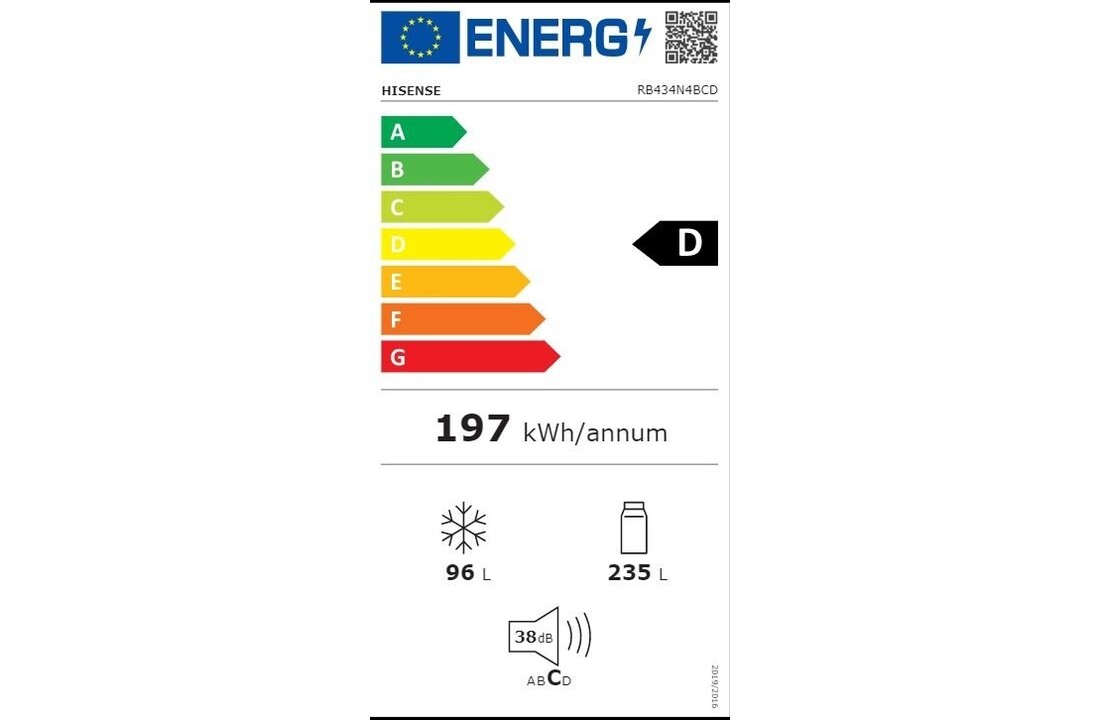 Hisense RB434N4BCD - Koel-vriescombinatie