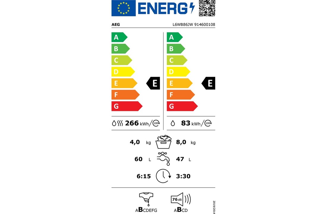 AEG L6WBN86JW - Was-droogcombinatie