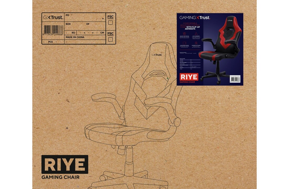 Trust GXT 703R Riye Zwart/Rood - Gaming Stoel