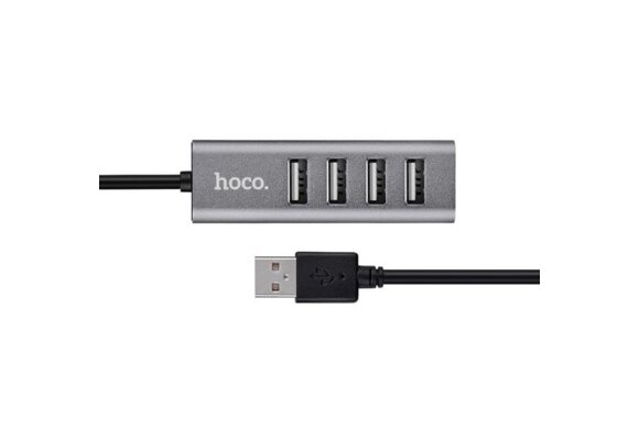 Hoco USB 2.0 HUB 4 poorten Grijs - USB-hub