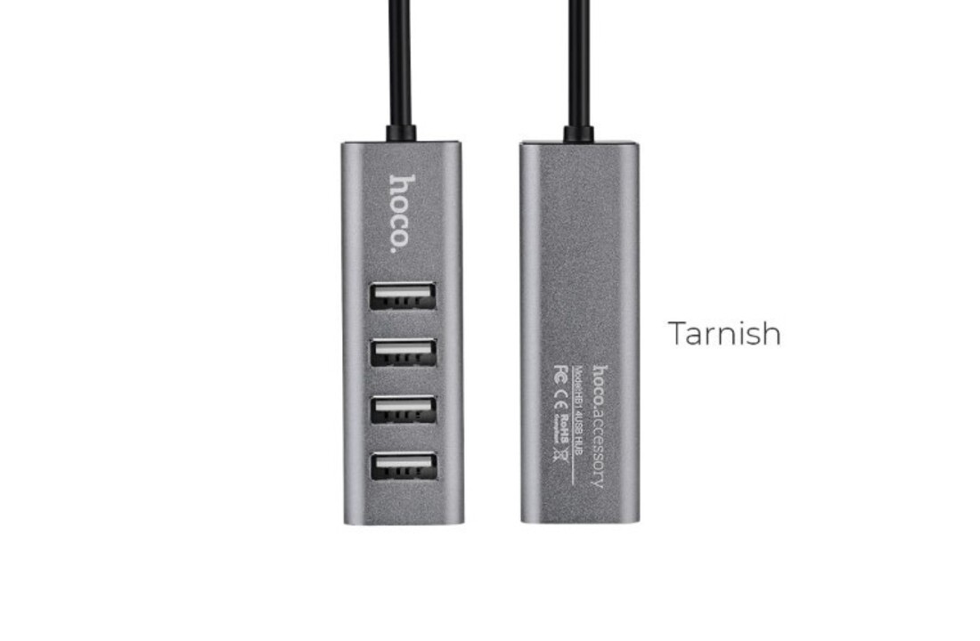 Hoco USB 2.0 HUB 4 poorten Grijs - USB-hub