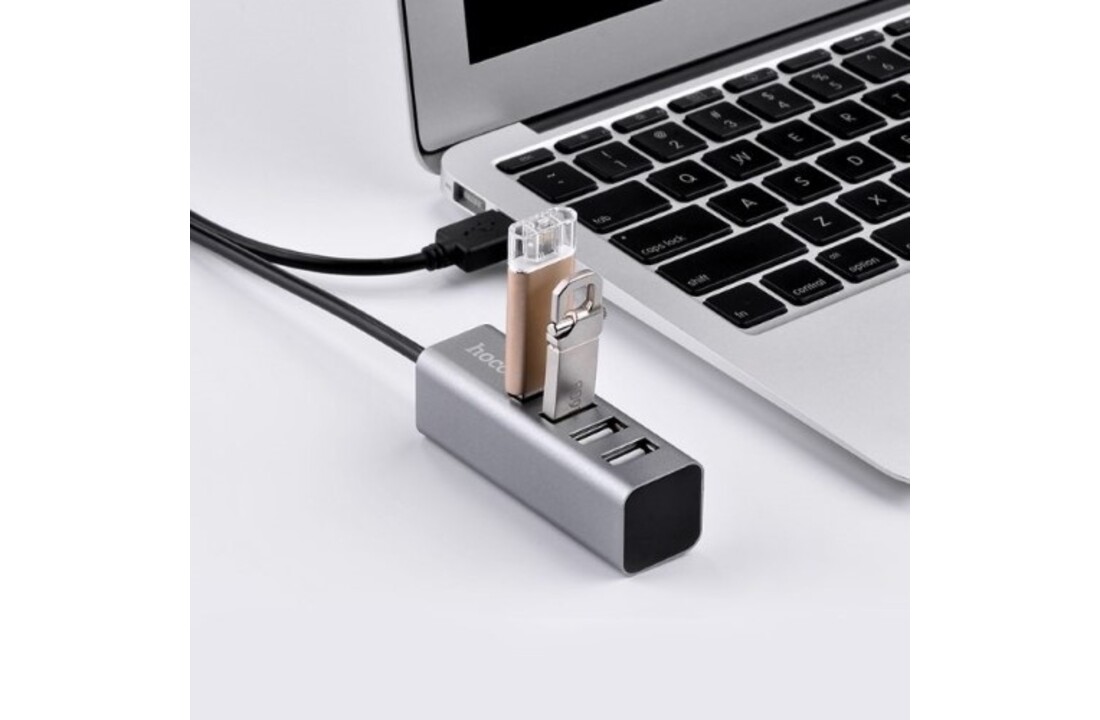 Hoco USB 2.0 HUB 4 poorten Grijs - USB-hub