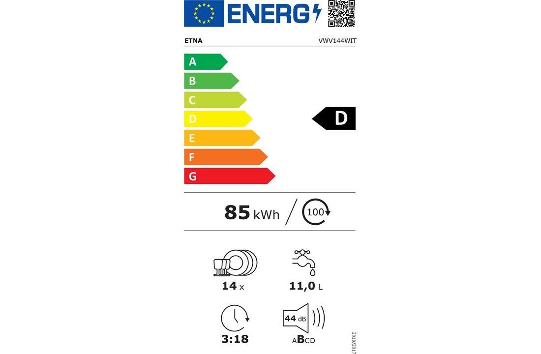 ETNA VWV144WIT - Inbouw vaatwasser