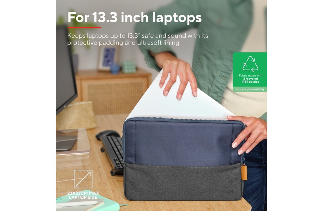 Trust Lisboa 13.3" Blauw - Laptop Sleeve