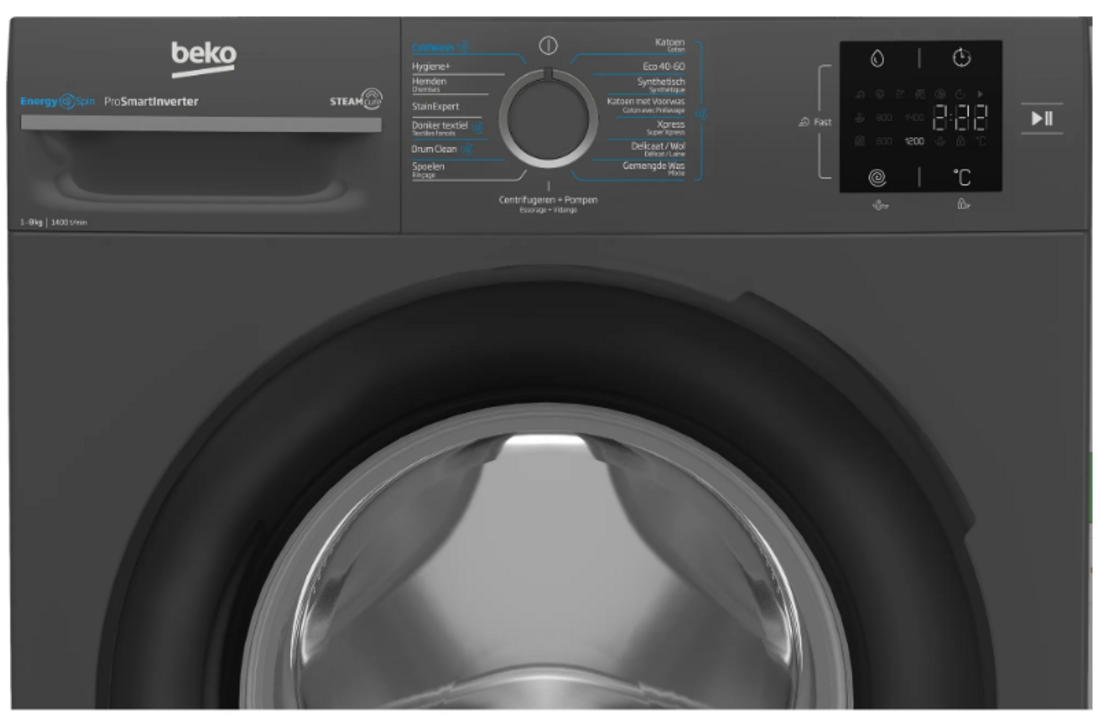 Beko BM3WFT3841A EnergySpin Antraciet - Wasmachine