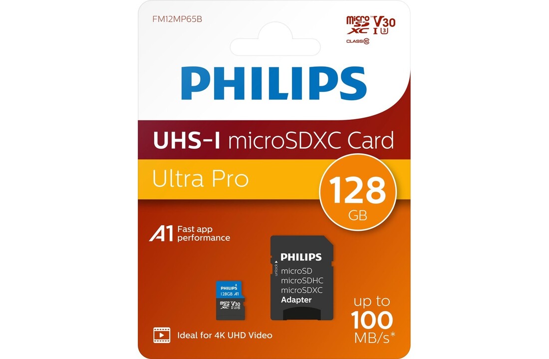 Philips MicroSDXC UHS-I U3 Kaart 128GB - Micro SD kaart