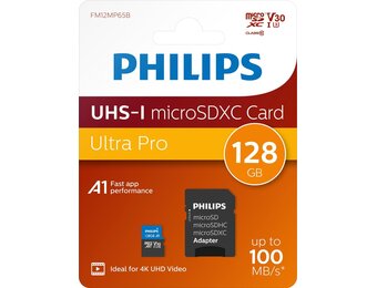 Philips MicroSDXC UHS-I U3 Kaart 128GB - Micro SD kaart