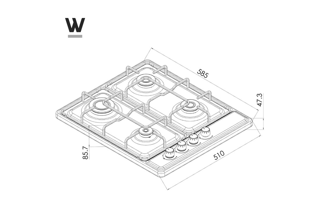 Wiggo WH-G604F(B) - Gaskookplaat