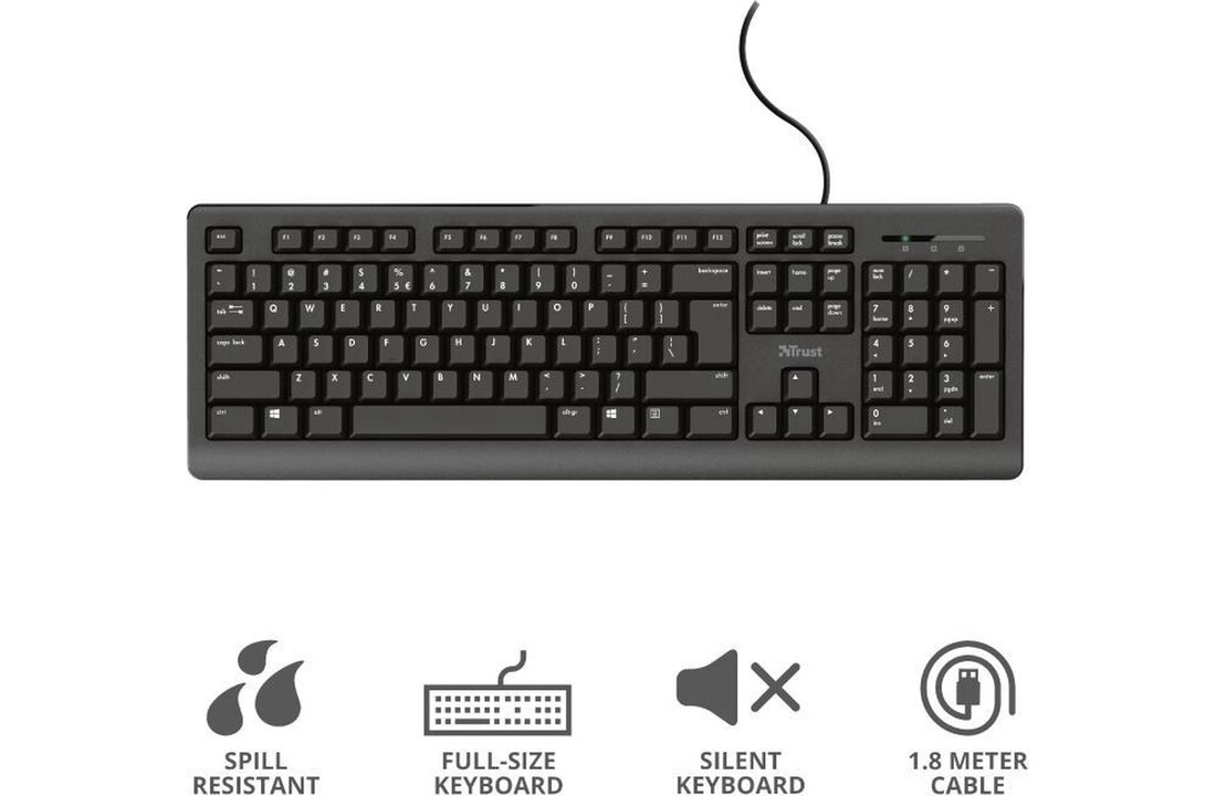 Trust 23880 Primo Zwart - Toetsenbord