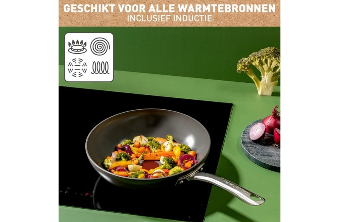 Tefal Renew+ Wokpan 28cm Zwart