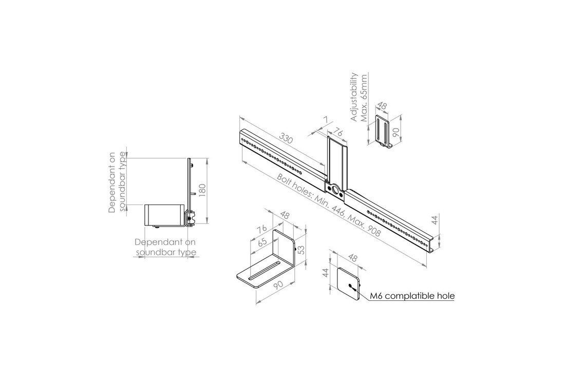 Cavus CTSHUNIB Soundbar-frame voor TV tafelstandaard