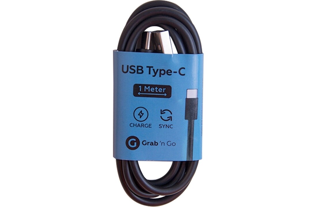 Grab 'n Go USB-A naar USB-C Kabel 1 Meter Zwart