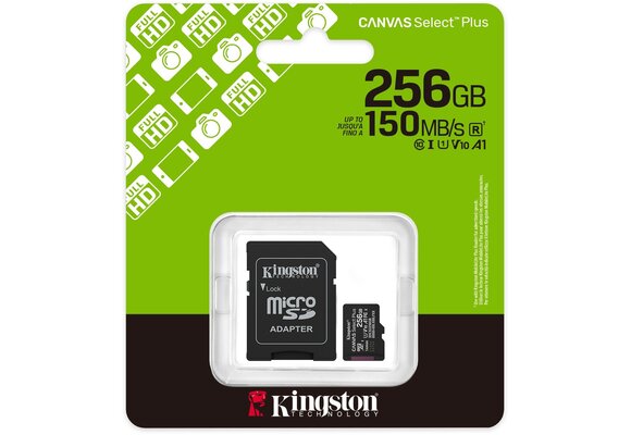 Kingston Canvas Select Plus Gen. 3 microSDXC 256GB met SD-adapter - Micro SD kaart