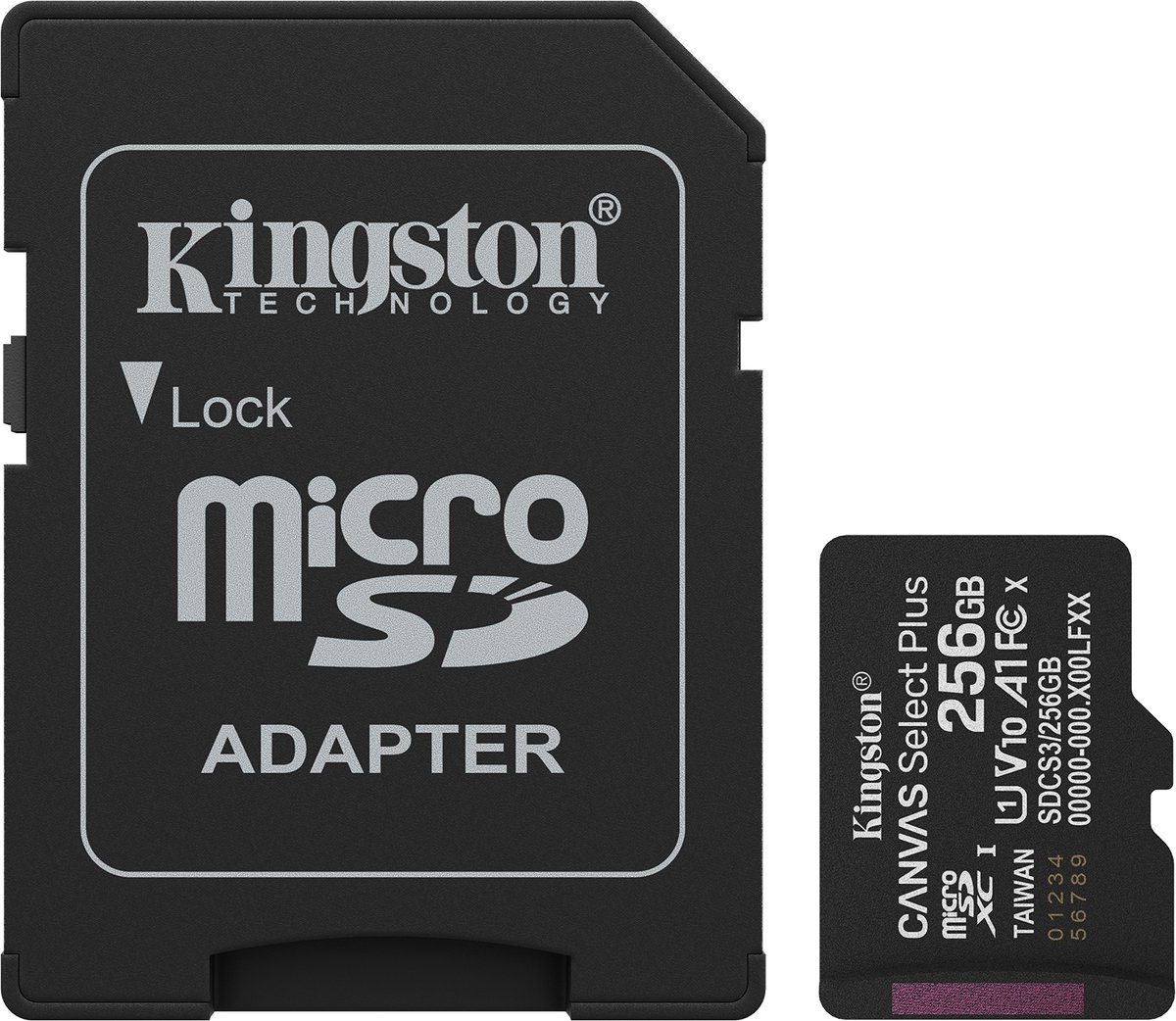 Kingston Canvas Select Plus Gen. 3 microSDXC 256GB met SD-adapter - Micro SD kaart