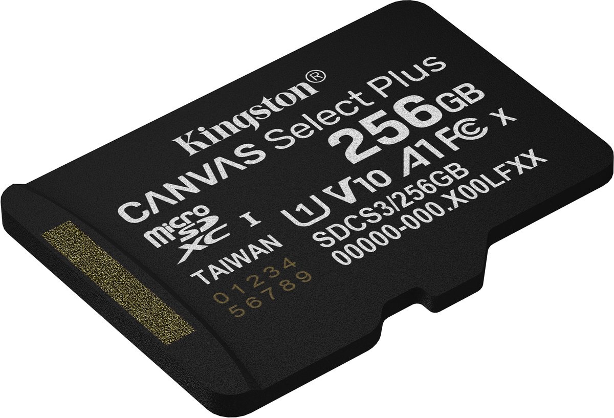 Kingston Canvas Select Plus Gen. 3 microSDXC 256GB met SD-adapter - Micro SD kaart