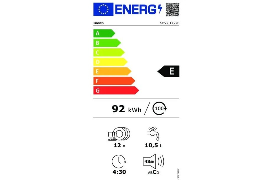 Bosch SBV2ITX22E XL - Inbouw vaatwasser