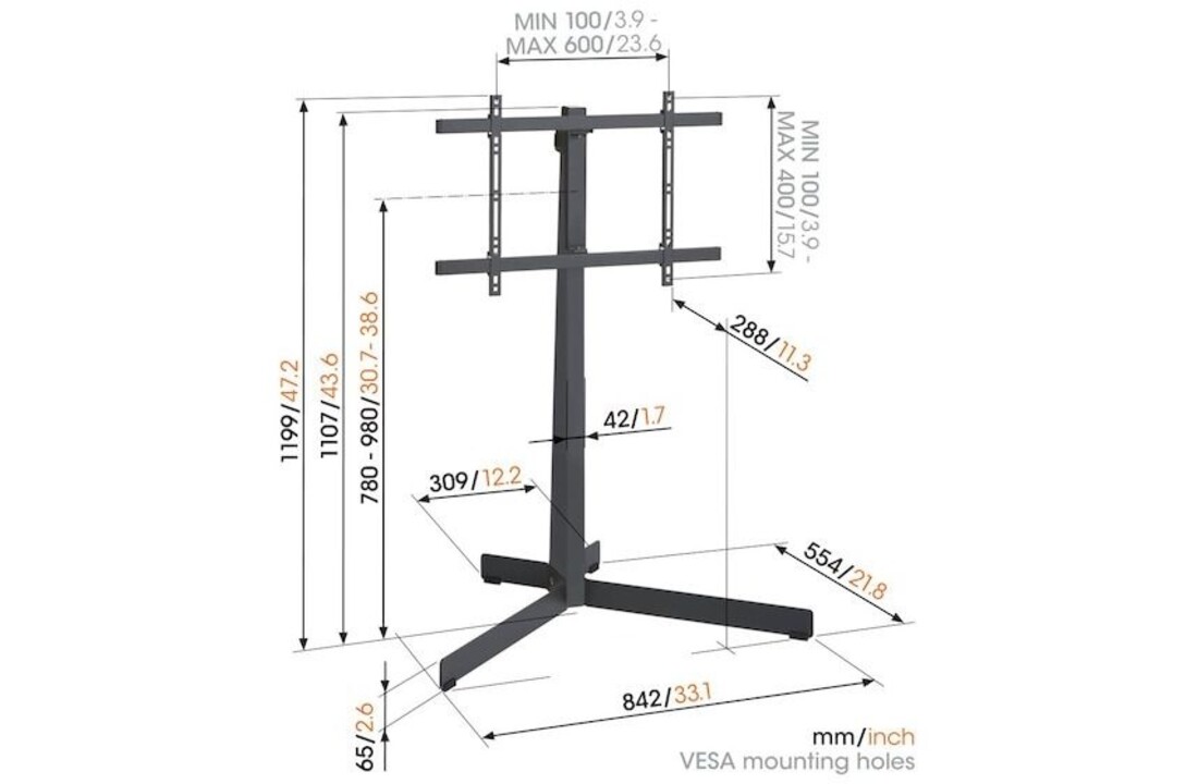 Vogel's TVS 3695W Wit TV Vloerstandaard (40-77 Inch) - TV muurbeugel