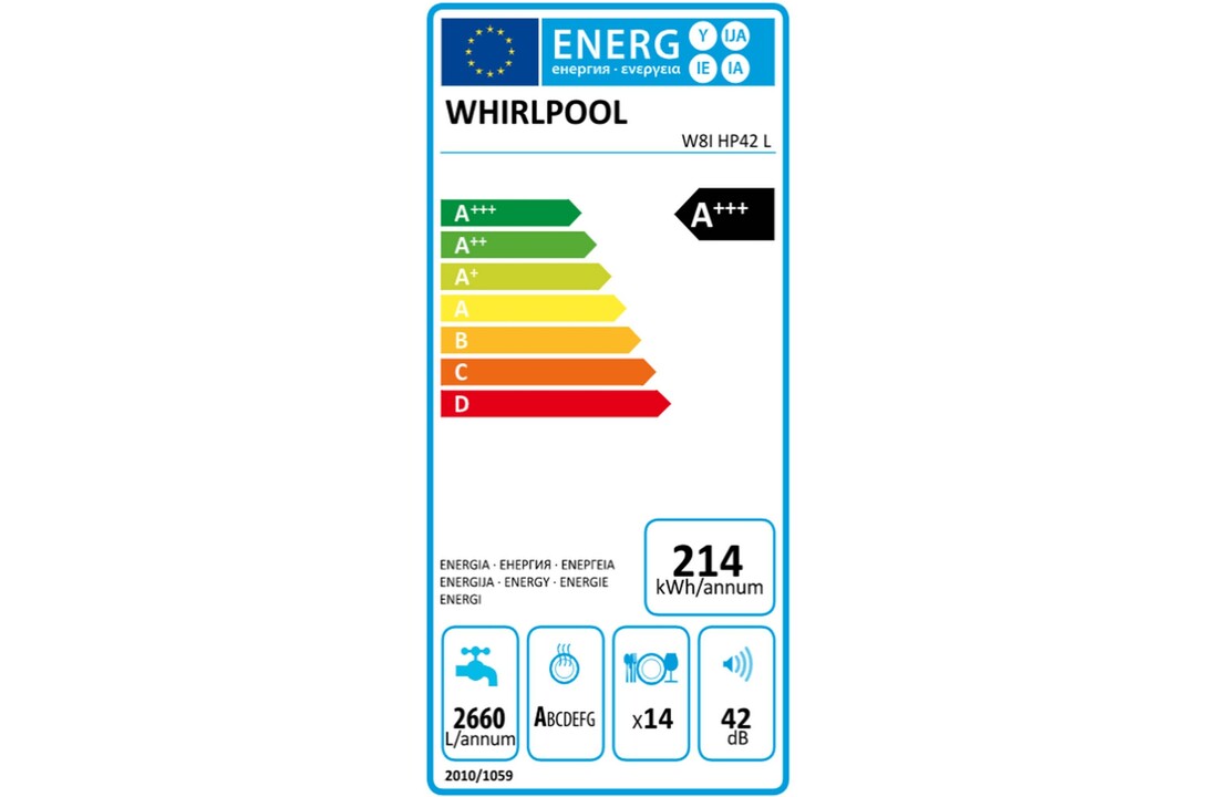 Whirlpool W8I HP42 L - Inbouw vaatwasser