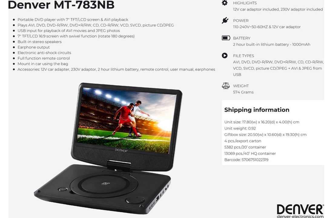 Denver MT783NB - Mediaspeler