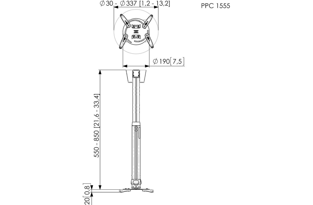 Vogel's PPC 1555S Projector plafondbeugel Zilver - TV muurbeugel